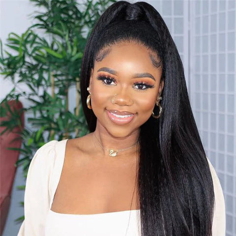 Glueless Air Cap "Mini Knotless" 5X5/13X6 HD Lace Front Wig Light Yaki Straight