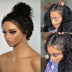 PRE-CUT EAR TAB 360 Lace Swiss Lace Kinky Curly With Invisible Adjustable Strap And Curly Edges All Around