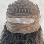 PRE-CUT EAR TAB 360 Lace “Mini-Knotless” Swiss Lace Brown Highlights Natural Wave with Invisible Adjustable Strap