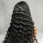 PRE-CUT EAR TAB 360 Lace “Mini-Knotless” Swiss Lace Deep Loose Wave Human Hair Wig with Invisible Adjustable Strap