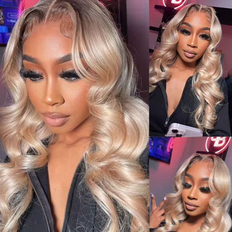 13x4/13x6 Transparent Lace Pre-plucked Ombre Blonde Body Wave Human Hair Wig