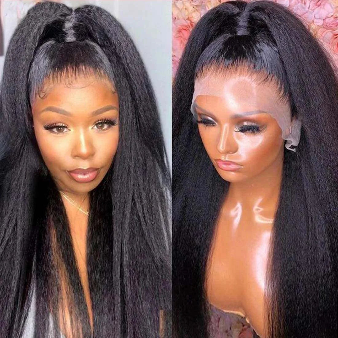 Upgraded Full Lace Wig (All Lace No Mesh) Super Pre-plucked Swiss Lace Human Hair Wig with Invisible Strap Kinky Straight