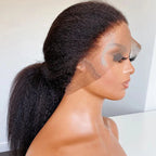 Upgraded Full Lace Wig (All Lace No Mesh) Super Pre-plucked Swiss Lace Human Hair Wig with Invisible Strap Kinky Straight