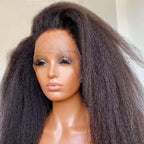 Upgraded Full Lace Wig (All Lace No Mesh) Super Pre-plucked Swiss Lace Human Hair Wig with Invisible Strap Kinky Straight