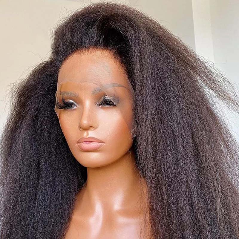 Upgraded Full Lace Wig (All Lace No Mesh) Super Pre-plucked Swiss Lace Human Hair Wig with Invisible Strap Kinky Straight