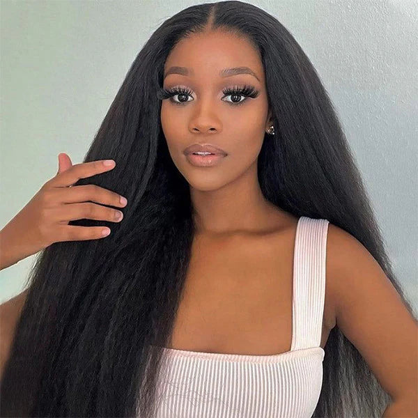 Upgraded "Mini Knotless" Full Lace/Whole Lace No Mesh Wig Kinky Stright