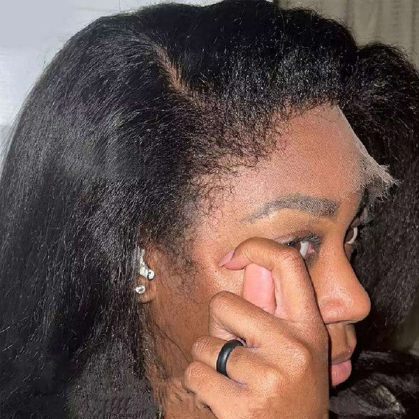 Natural 4C Edge Skin Melt Lace Frontal Wig Kinky Straight