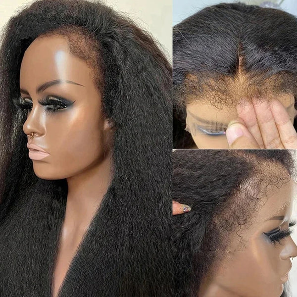 Natural 4C Edge Skin Melt Lace Frontal Wig Kinky Straight