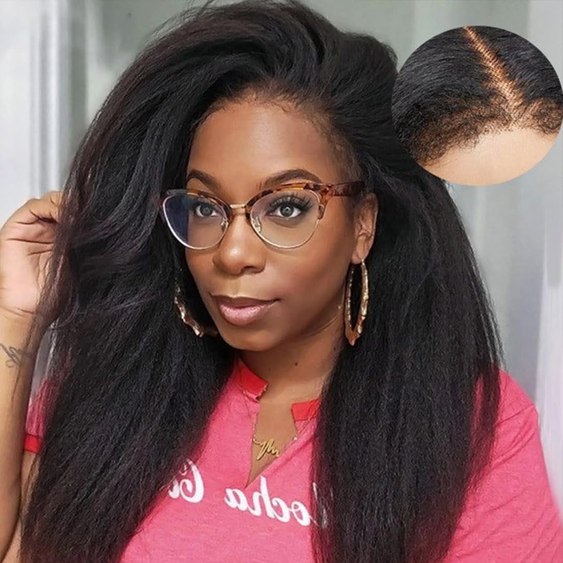 Natural 4C Edge Skin Melt Lace Frontal Wig Kinky Straight