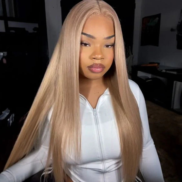 13x6 Transparent Lace Pre-plucked Ash Blonde Human Hair Wig