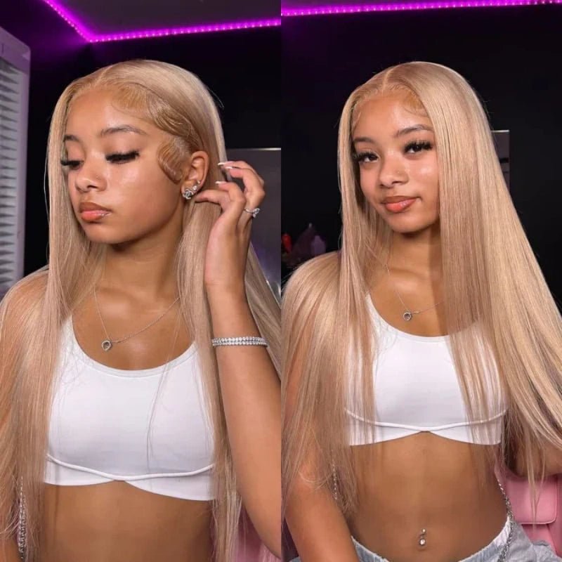 13x6 Transparent Lace Pre-plucked Ash Blonde Human Hair Wig