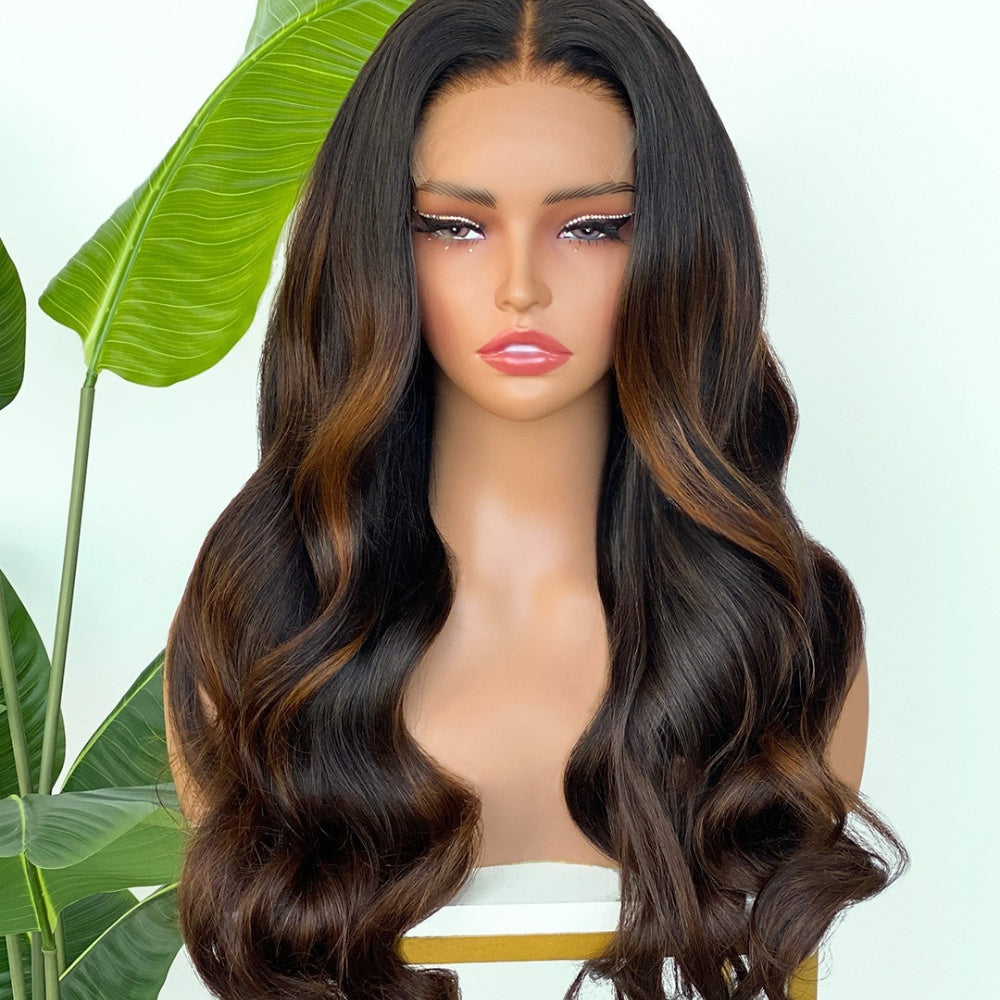 【Lux Customization】5X5/ 13x4 HD Lace Brown Highlights Wave Wig