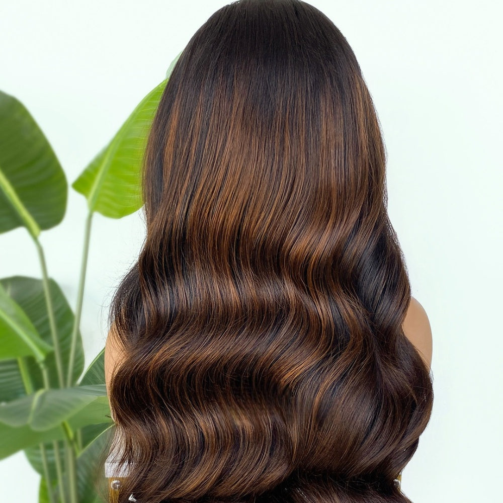 【Lux Customization】5X5/ 13x4 HD Lace Brown Highlights Wave Wig