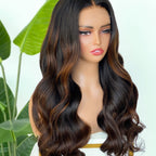 【Lux Customization】5X5/ 13x4 HD Lace Brown Highlights Wave Wig