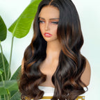 【Lux Customization】5X5/ 13x4 HD Lace Brown Highlights Wave Wig