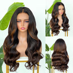【Lux Customization】5X5/ 13x4 HD Lace Brown Highlights Wave Wig