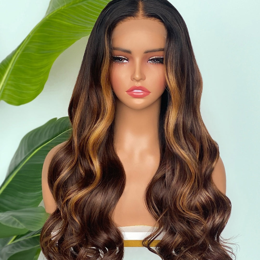 【Lux Customization】5X5/ 13x4 HD Lace Brown Highlight Wave Wig