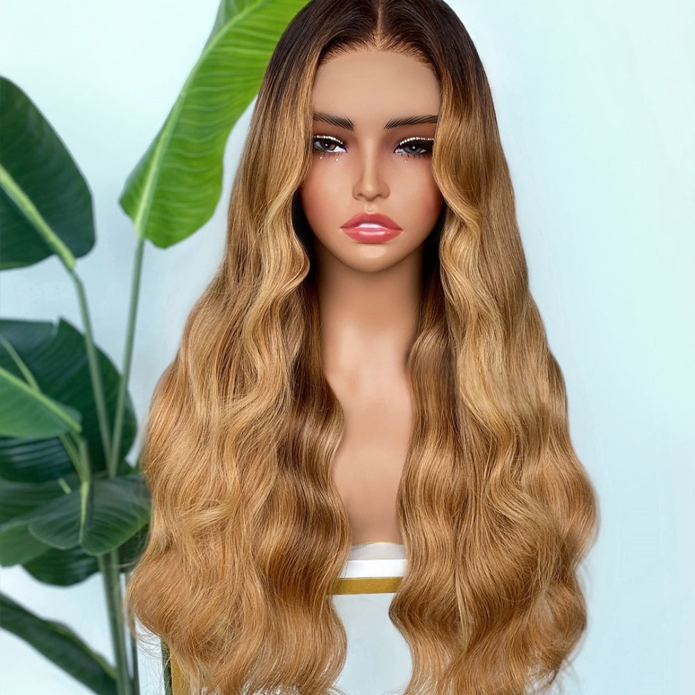 【Lux Customization】5X5/ 13x4 HD Lace Honey Blonde Highlight Wave Wig