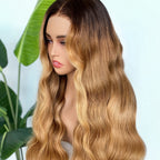 【Lux Customization】5X5/ 13x4 HD Lace Honey Blonde Highlight Wave Wig