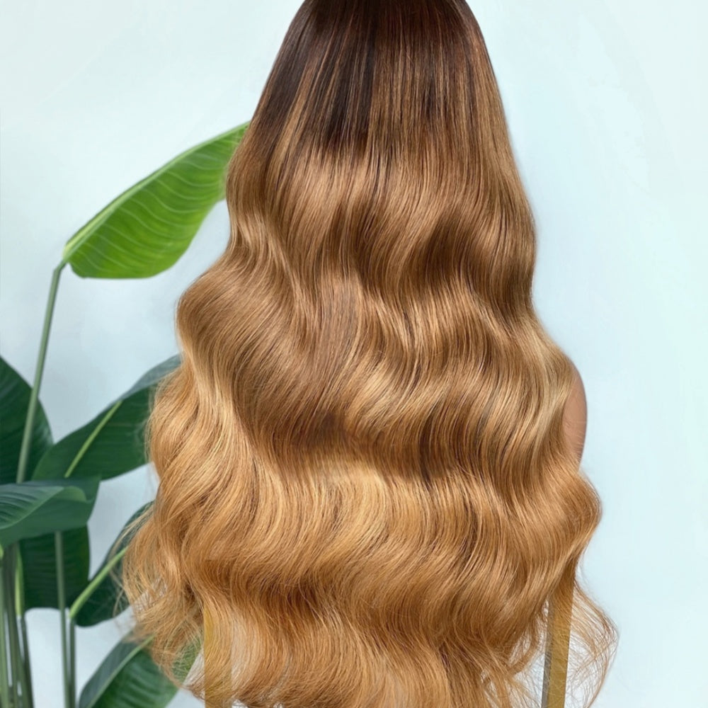 【Lux Customization】5X5/ 13x4 HD Lace Honey Blonde Highlight Wave Wig