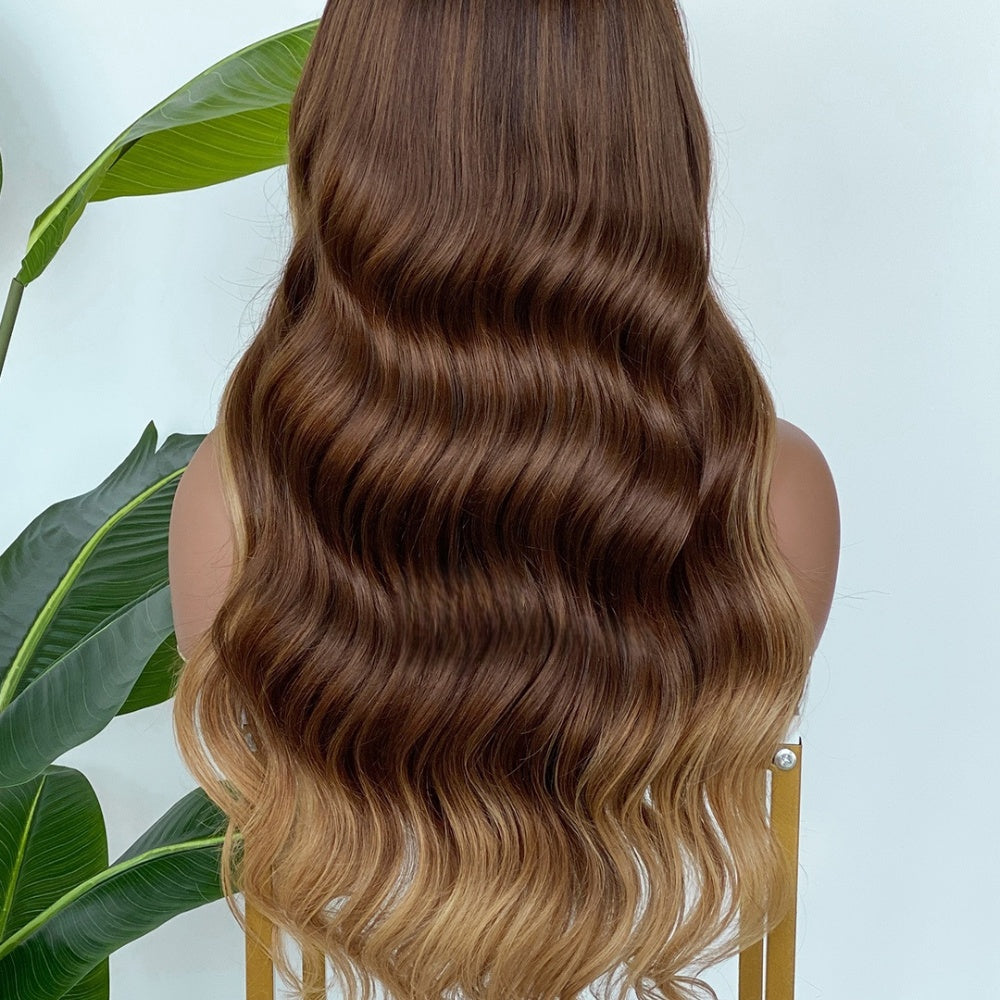 【Lux Customization】5X5/ 13x4 HD Lace Ombre Brown Blonde Highlight Wave Wig
