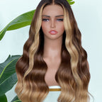 【Lux Customization】5X5/ 13x4 HD Lace Ombre Brown Blonde Highlight Wave Wig