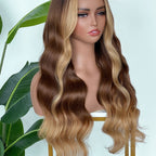【Lux Customization】5X5/ 13x4 HD Lace Ombre Brown Blonde Highlight Wave Wig
