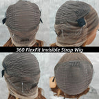 New 360 FlexFit Invisible Straps Swiss Lace Highlight Pre-Plucked Human Hair Wig