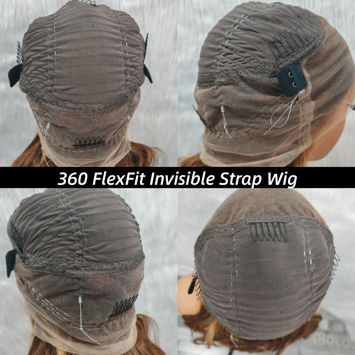 New 360 FlexFit Invisible Straps Swiss Lace Highlight Pre-Plucked Human Hair Wig