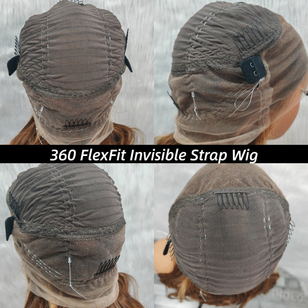 New 360 FlexFit Invisible Straps Swiss Lace Highlight Pre-Plucked Human Hair Wig