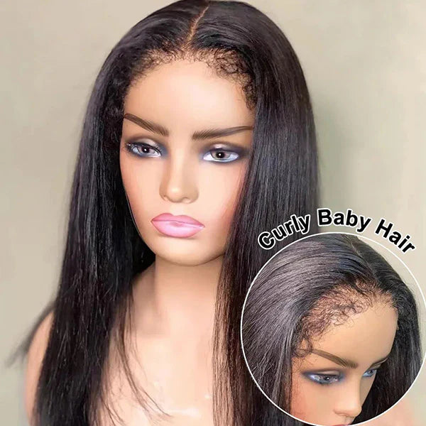 Natural Curly Edge Skin Melt Lace Frontal Wig Straight