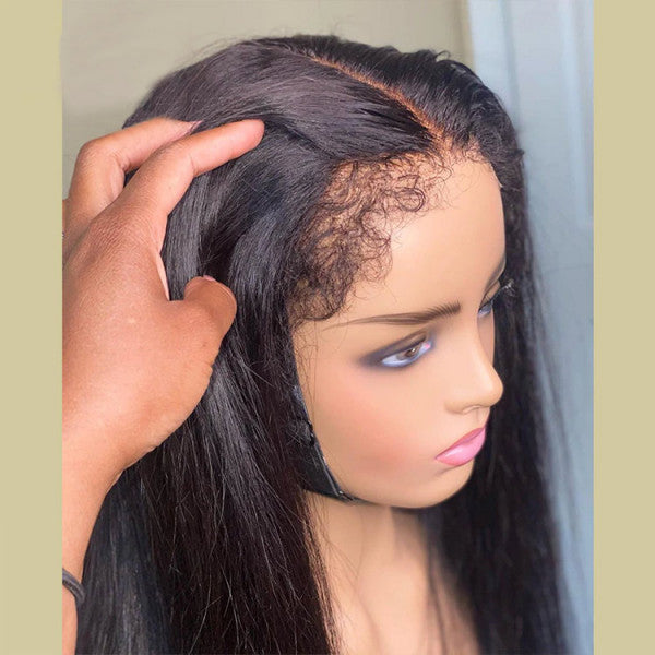 Natural Curly Edge Skin Melt Lace Frontal Wig Straight