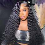 13x6 Full Frontal Drawstring  Swiss Lace Closure Wig - Deep Wave