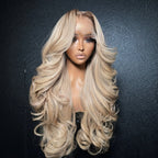 【Lux Customization】13x6 Ash Blonde Colored Body Wave Human Hair Swiss Lace Front Wig