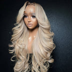 【Lux Customization】13x6 Ash Blonde Colored Body Wave Human Hair Swiss Lace Front Wig