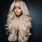 【Lux Customization】13x6 Ash Blonde Colored Body Wave Human Hair Swiss Lace Front Wig