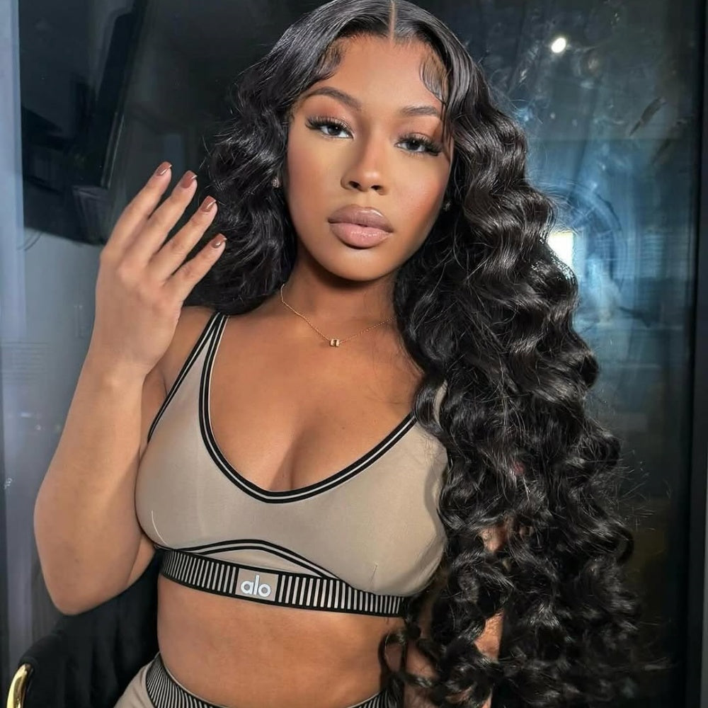 PRE-CUT EAR TAB 360 Lace “Mini-Knotless” Swiss Lace Loose Deep Wave with Invisible Adjustable Strap