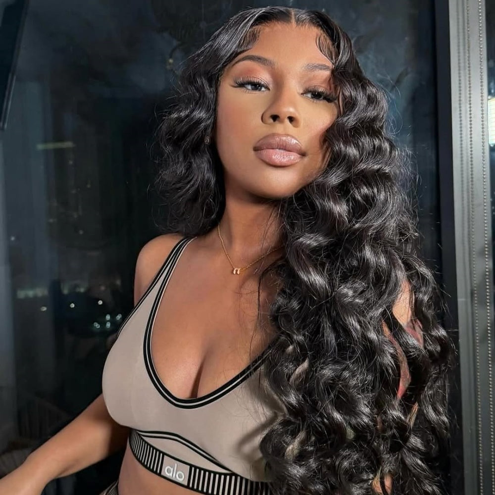 PRE-CUT EAR TAB 360 Lace “Mini-Knotless” Swiss Lace Loose Deep Wave with Invisible Adjustable Strap