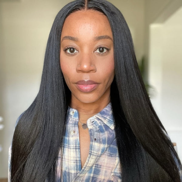 7X5 Drawstring  Pre-Cut Swiss Lace Closure Wig - Light Yaki Straight