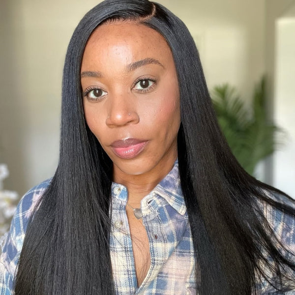 7X5 Drawstring  Pre-Cut Swiss Lace Closure Wig - Light Yaki Straight
