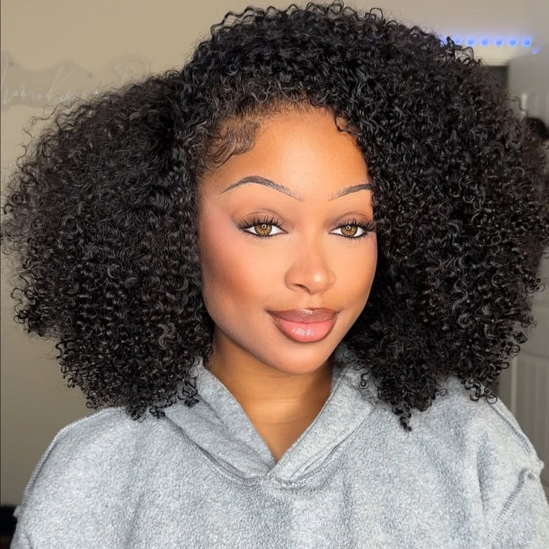 “Mini-Knotless” 9X6 Drawstring Swiss Lace Kinky Curly Wig