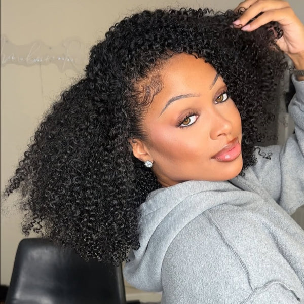 “Mini-Knotless” 9X6 Drawstring Swiss Lace Kinky Curly Wig