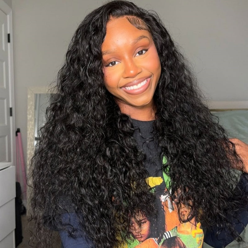 7X5 Drawstring Pre-Cut Swiss Lace Closure Wig - Water Wave