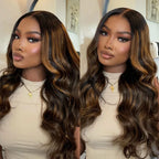 7X5 Drawstring  Pre-Cut Swiss Lace Closure Highlgiht Wig - Body Wavy