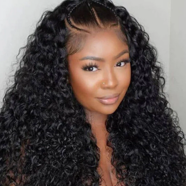 13x6 Full Frontal Drawstring  Pre-Cut Swiss Lace Closure Wig - Water Wave