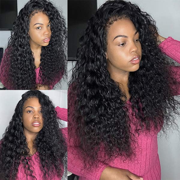 Natural Curly Edge Skin Melt Lace Frontal Wig Water Wave