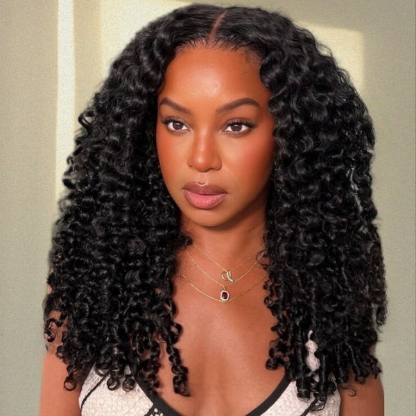 13x6 Full Frontal Drawstring Swiss Lace Closure Wig - Curly Hair with Finger Coily Ends