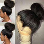 Upgraded Full Lace Wig (All Lace No Mesh) Super Pre-plucked Swiss Lace Human Hair Wig with Invisible Strap Yaki Straight