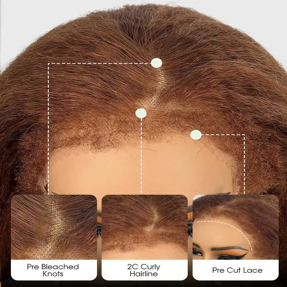 370 Fitted Cap Swiss Lace 4c Edge Brown Colored Wig With Invisible Adjustable Strap