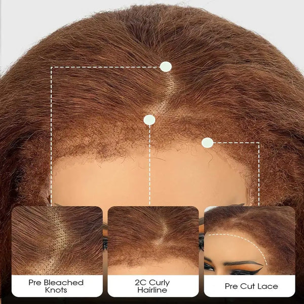 370 Fitted Cap Swiss Lace 4c Edge Brown Colored Wig With Invisible Adjustable Strap